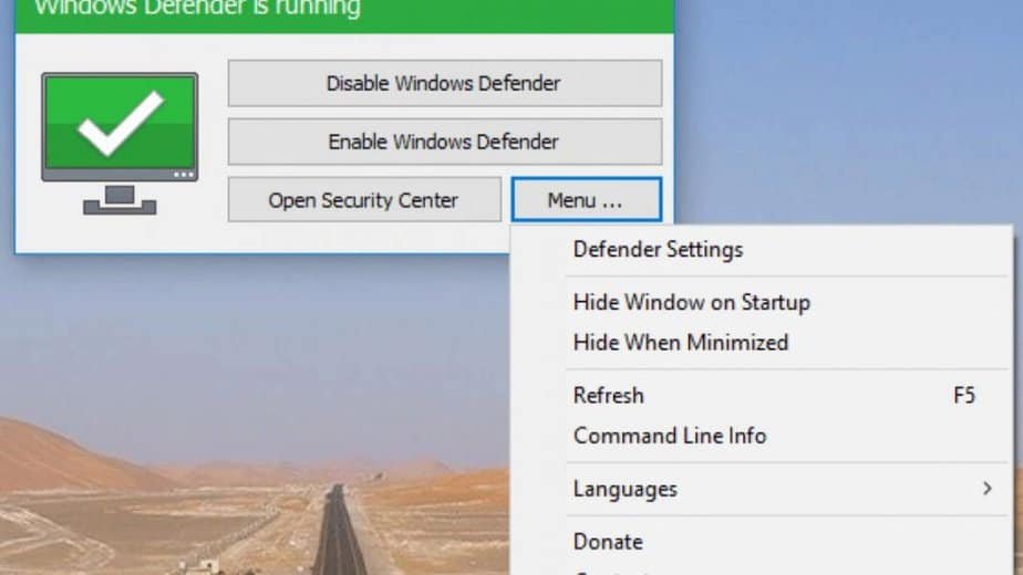 Windows defender control