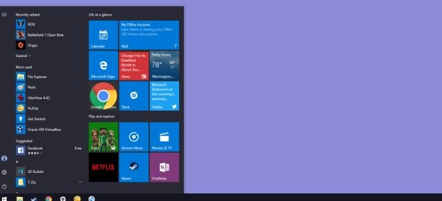 Windows 10 menu