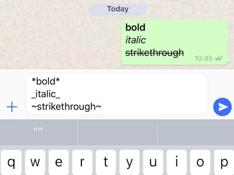 text on WhatsApp in bold