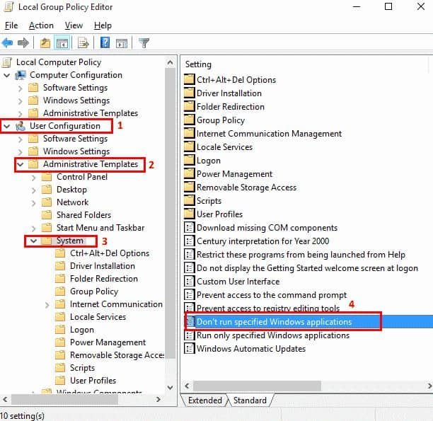 block apps in Windows using policy editor