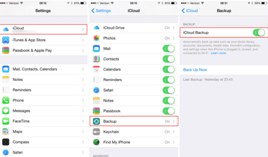 how to backup data on iCloud
