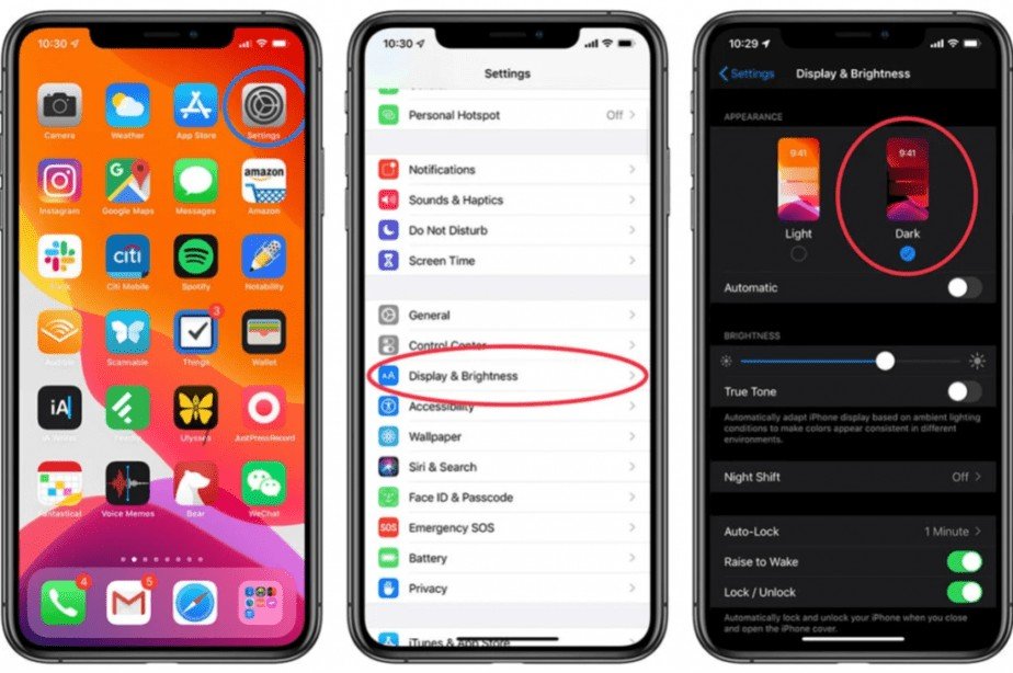 switch to dark mode on iPhone