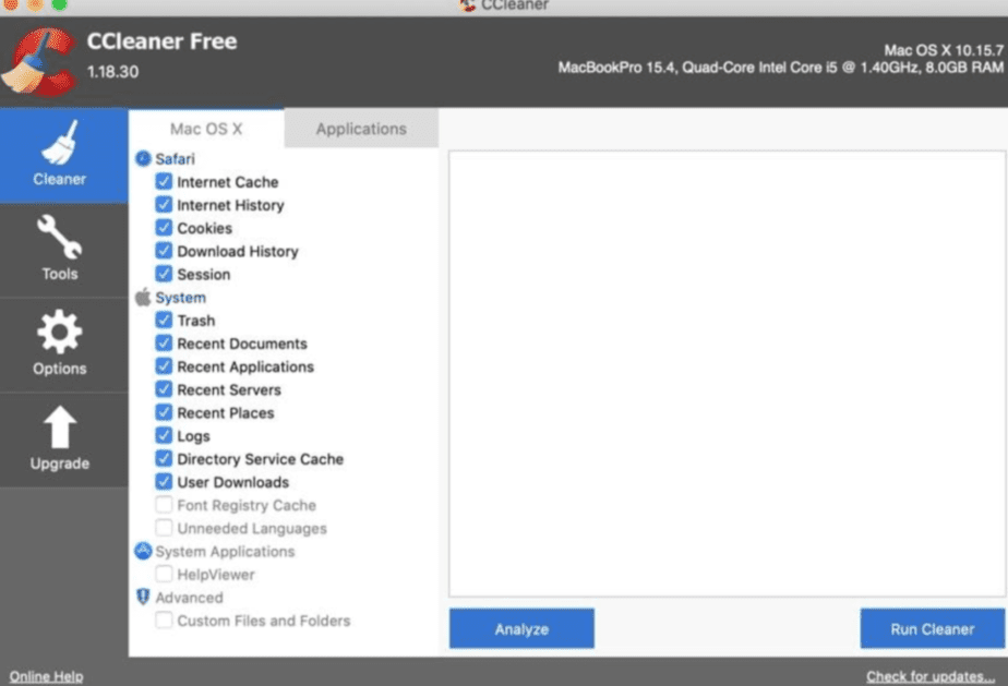 CCleaner tool