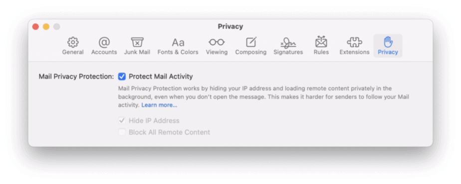 privacy protection macOS 12 Monterey