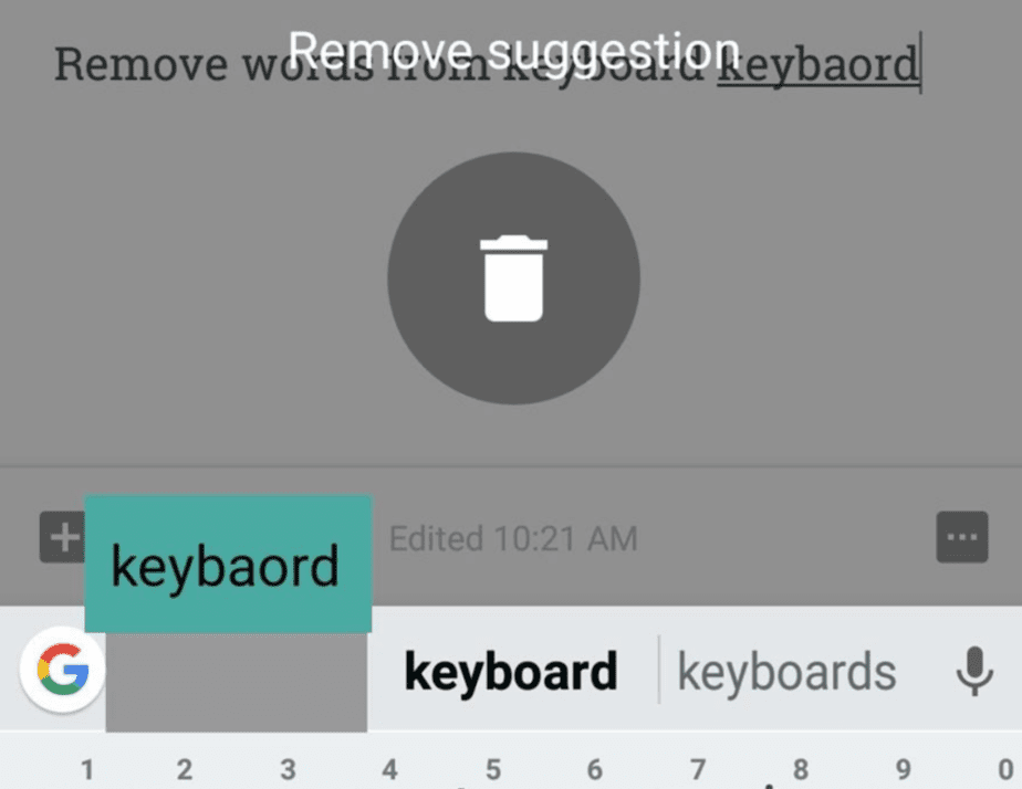 delete suggestion on keyboard