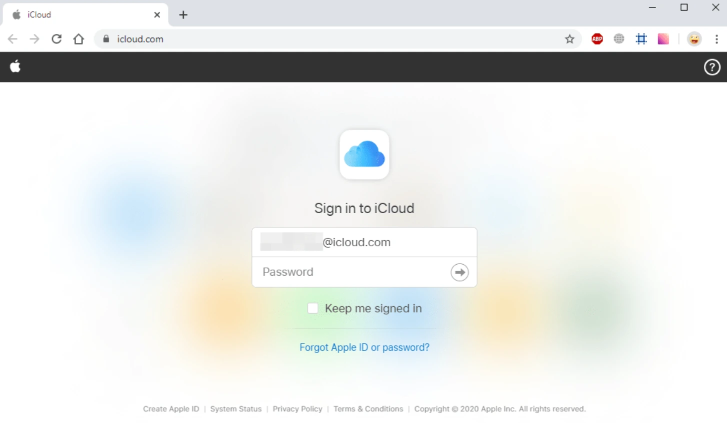 sign in to iCloud through a web browser