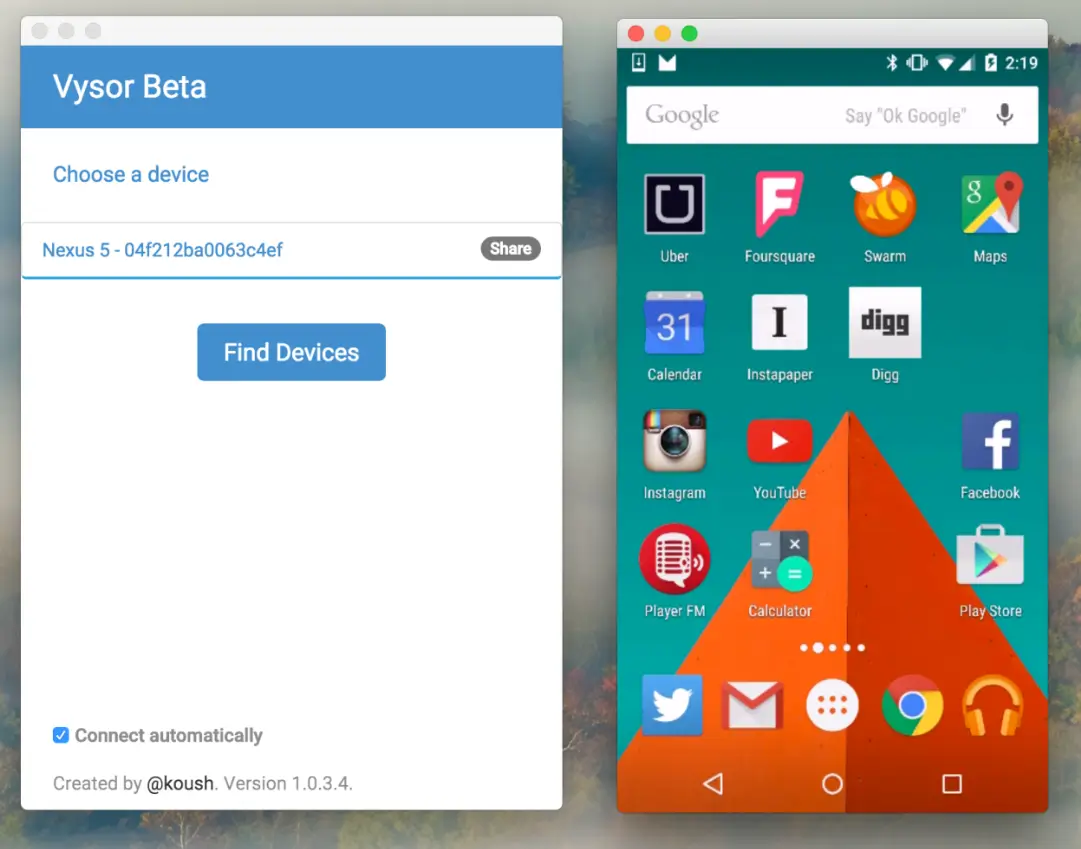 remote access an Android phone with Vysor