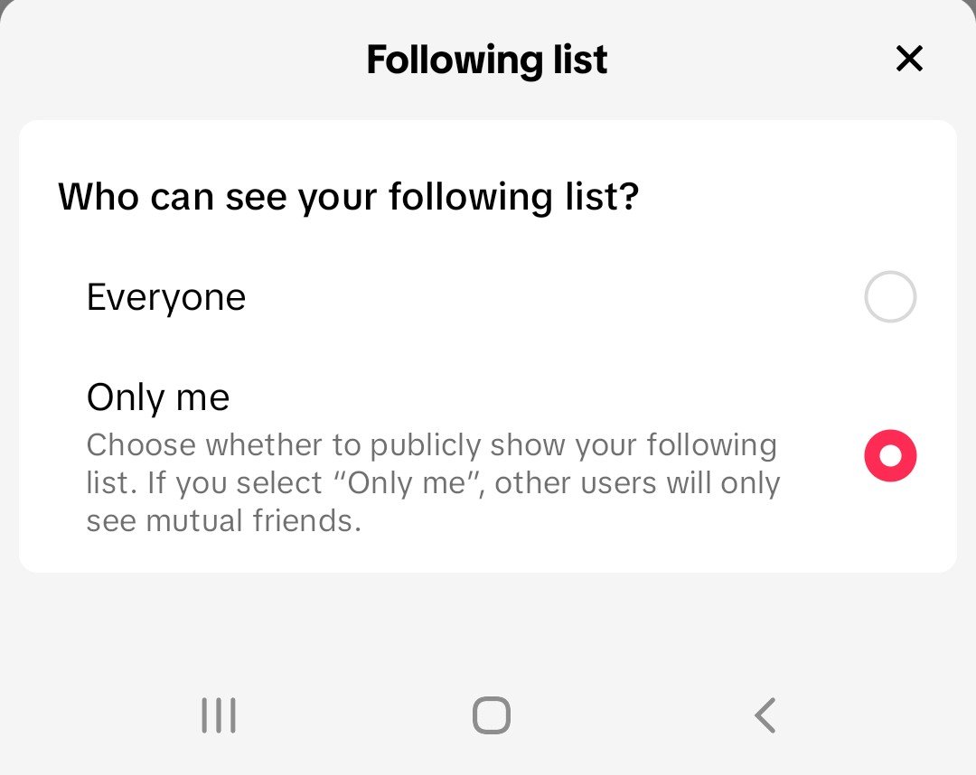 how to hide who you follow on TikTok